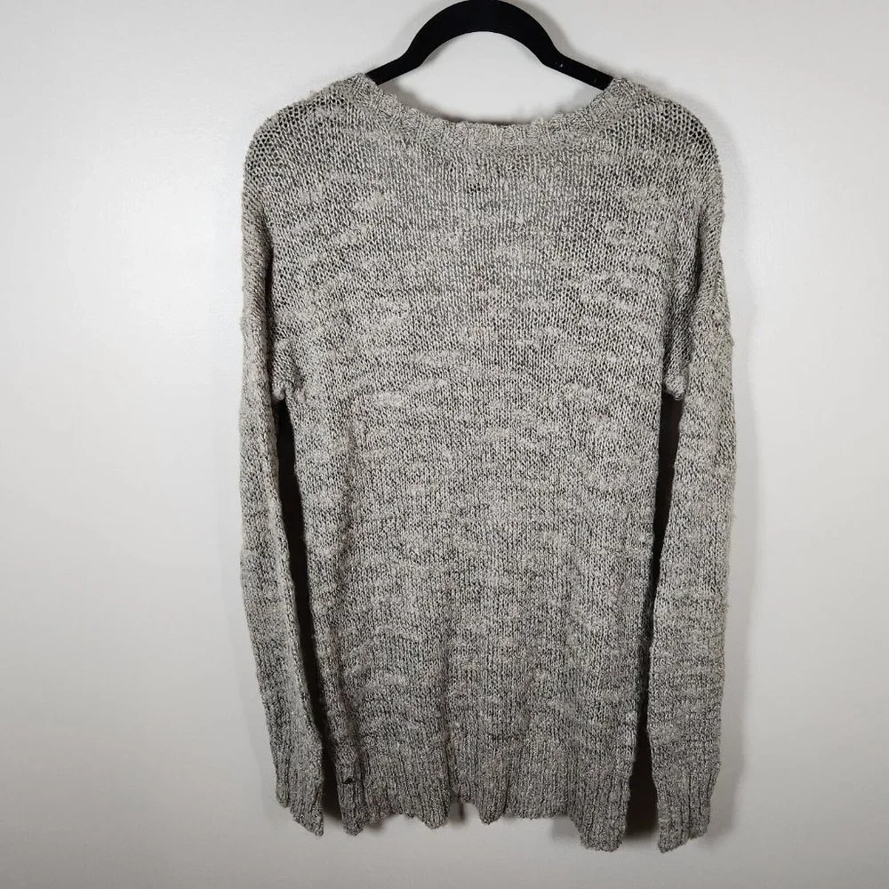 American Eagle Tunic Sweater Womens Beige Deep V Neck Knit Cottagecore Y2K New - Picture 8 of 15